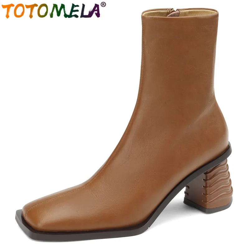 TOTOMELA 2024 New Top Sale Female Zipper Modern Boots Genuine Leather Women Ankle Boots Thick High Heels Dress Shoes
TOTOMELA 2024 New Top Sale Female Zipper Modern Boots Genuine Leather Women Ankle Boots Thick High Heels Dress Shoes