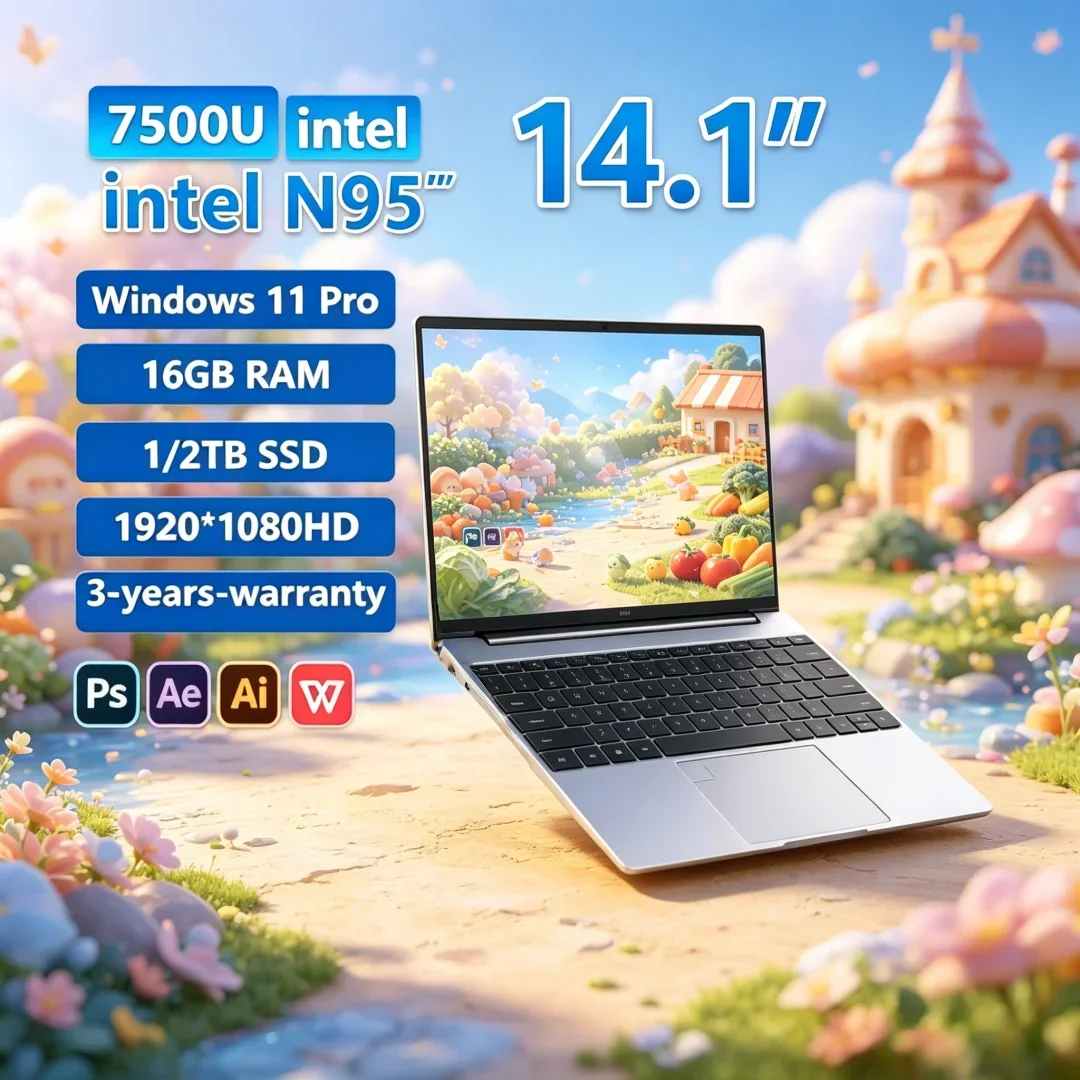 2026 Ingenious 14.1" Laptop N95 FHD IPS 120Hz Empyrean Screen 7500mAh 32GB/2TB SSD Refulgent Keypad Ridge Identification Unlock
2026 Ingenious 14.1" Laptop N95 FHD IPS 120Hz Empyrean Screen 7500mAh 32GB/2TB SSD Refulgent Keypad Ridge Identification Unlock