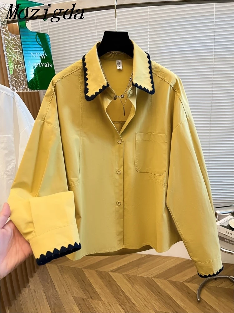 Loose Long Sleeve Women shirt Korean Yellow Floral Trim Splicing Breathable Comfortable Cotton Commute Fashion Ladies tops
Loose Long Sleeve Women shirt Korean Yellow Floral Trim Splicing Breathable Comfortable Cotton Commute Fashion Ladies tops