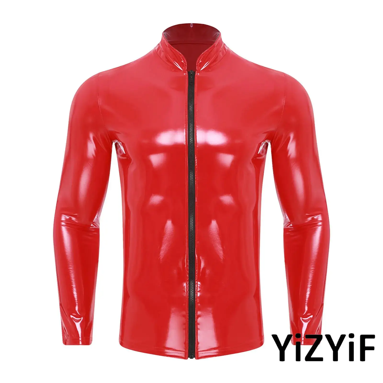 Mens Motor Punk Glossy PU Leather Compression Shirt Top Stand Neck Long Sleeve Front Zipper Shirt Stylish Driving Coat Clubwear
Mens Motor Punk Glossy PU Leather Compression Shirt Top Stand Neck Long Sleeve Front Zipper Shirt Stylish Driving Coat Clubwear