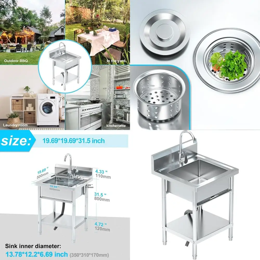 Мойка из нержавеющей стали с одной чашей и подачей горячей/холодной воды для прачечной, кухни и ванной комнаты
Мойка из нержавеющей стали с одной чашей и подачей горячей/холодной воды для прачечной, кухни и ванной комнаты