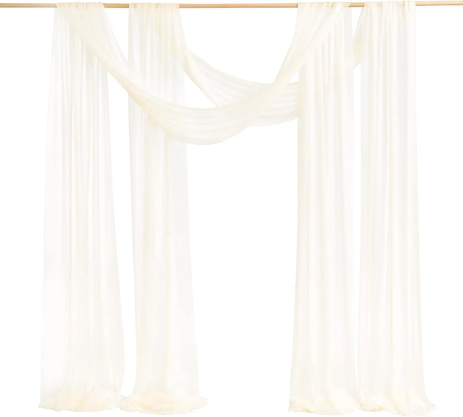 Wedding Arch Fabric Drape Ivory 6 Panels 6 Yards Sheer Backdrop Curtain Chiffon Fabric for Party Ceremony Stage Reception Decora
Wedding Arch Fabric Drape Ivory 6 Panels 6 Yards Sheer Backdrop Curtain Chiffon Fabric for Party Ceremony Stage Reception Decora
