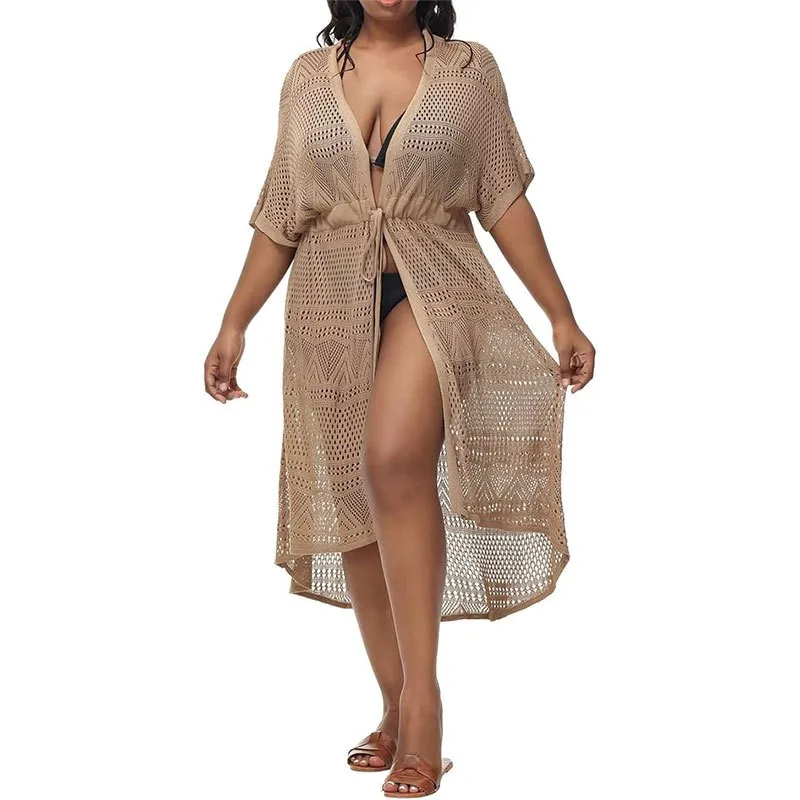 Women's Cover-up Dress Beachwear Tunic Plus Size Open Front Crochet Short Sleeve Beige Black Swim Women Tunic
Women's Cover-up Dress Beachwear Tunic Plus Size Open Front Crochet Short Sleeve Beige Black Swim Women Tunic