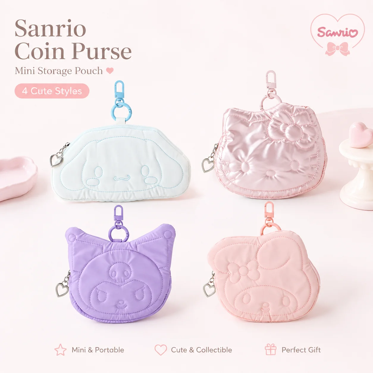 Kawaii Anime Hello Kitty Melody Kuromi Casual cute New Trendy Versatile Down Storage Coin Bag Coin Purse Earbud Bags Holder
Kawaii Anime Hello Kitty Melody Kuromi Casual cute New Trendy Versatile Down Storage Coin Bag Coin Purse Earbud Bags Holder