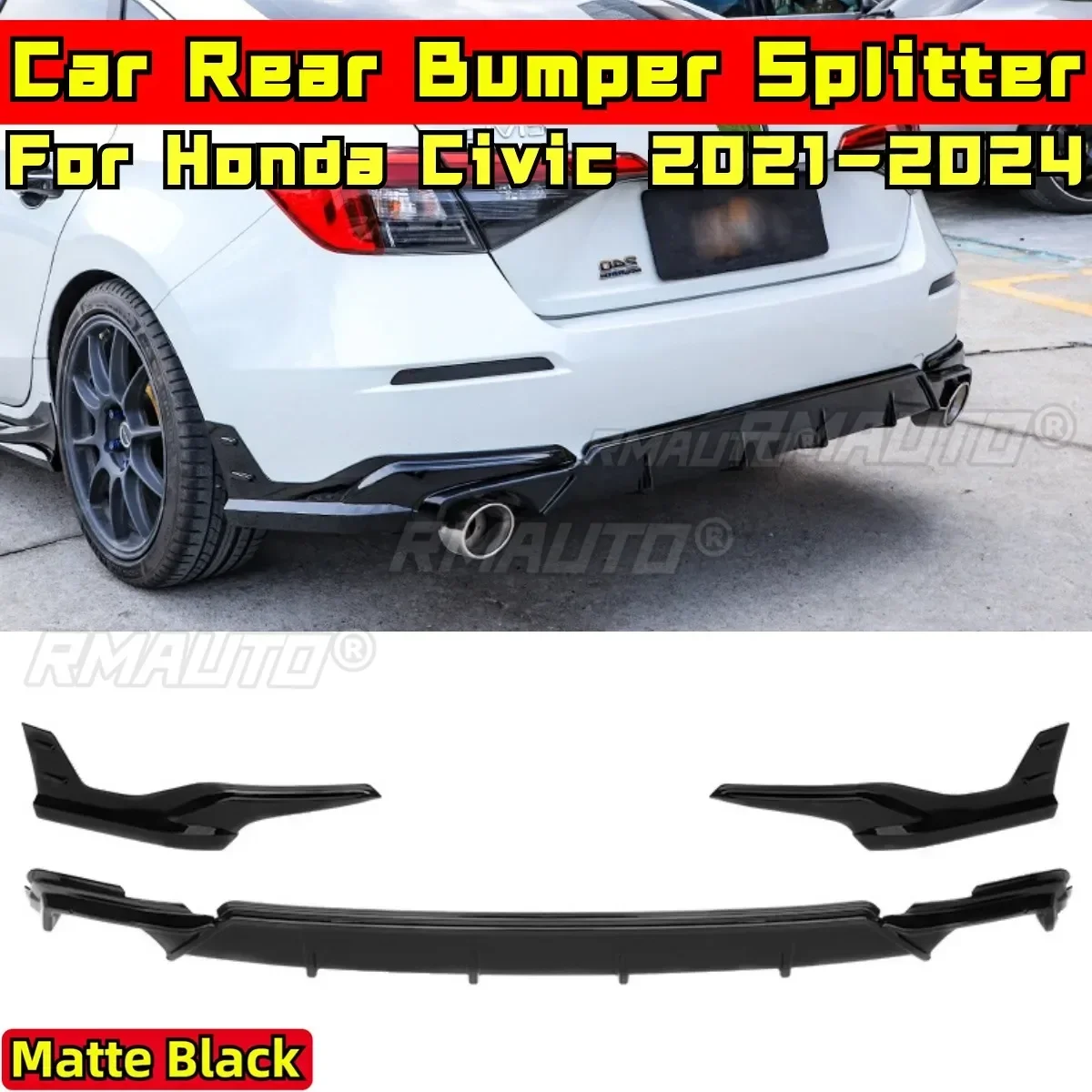 Civic Rear Bumper Lip Matte Black MUGEN Style Rear Bumper Splitter Body Kit for Honda Civic 11th Gen 2021-2024 Car Accessories
Civic Rear Bumper Lip Matte Black MUGEN Style Rear Bumper Splitter Body Kit for Honda Civic 11th Gen 2021-2024 Car Accessories