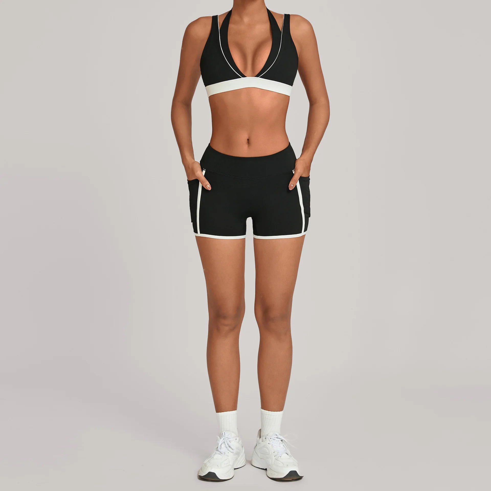 Новый цветной блок с высокой талией персикового цвета, хип-костюм для йоги, спортивная облегающая спортивная одежда с открытой спиной и карманами, женская спортивная одежда для бега, танцев, тренажерного зала, йоги, комплект из 2 предметов
Новый цветной блок с высокой талией персикового цвета, хип-костюм для йоги, спортивная облегающая спортивная одежда с открытой спиной и карманами, женская спортивная одежда для бега, танцев, тренажерного зала, йоги, комплект из 2 предметов