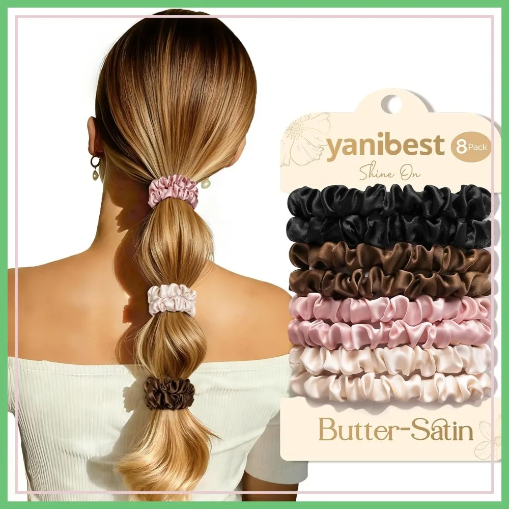 8 Satin Hair Ties - Silk Scrunchies for Women, No Damage Ponytail Holders Gentle on Hair
8 Satin Hair Ties - Silk Scrunchies for Women, No Damage Ponytail Holders Gentle on Hair