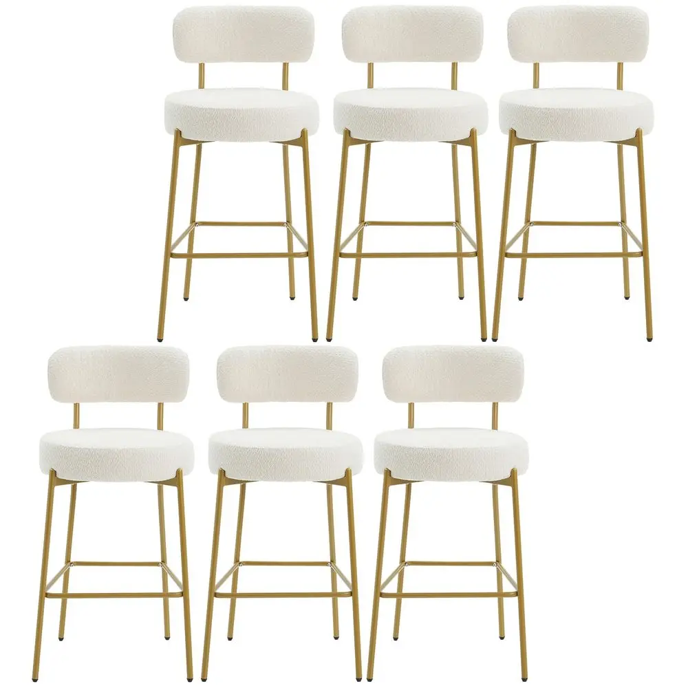 Bar Stools Set of 6, Boucle Counter Height Bar Stools, 24 Modern Counter Stools with Backs, holstered Barstools with Gold Leg
Bar Stools Set of 6, Boucle Counter Height Bar Stools, 24 Modern Counter Stools with Backs, holstered Barstools with Gold Leg