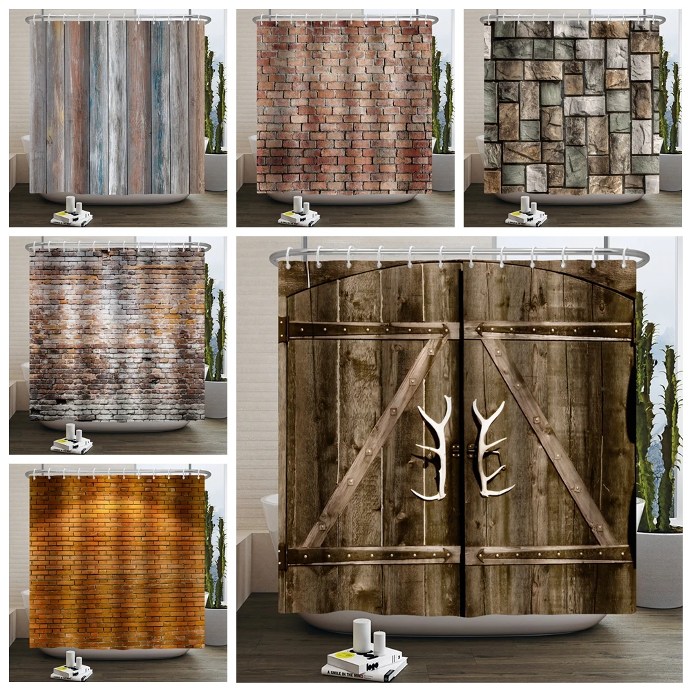 Brick Wall 3D Printing Wooden Door Shower Curtain Vintage Brown Bathtub Waterproof Partition Bathroom with Hooks Partition Decor
Brick Wall 3D Printing Wooden Door Shower Curtain Vintage Brown Bathtub Waterproof Partition Bathroom with Hooks Partition Decor