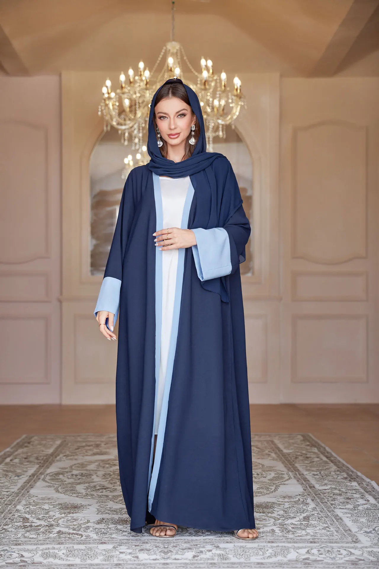 Middle Eastern Long Skirt Abaya Dress Spring New Style 2025 Middle Eastern Muslim Patchwork Sleeve Cardigan Robe with Headscarf
Middle Eastern Long Skirt Abaya Dress Spring New Style 2025 Middle Eastern Muslim Patchwork Sleeve Cardigan Robe with Headscarf