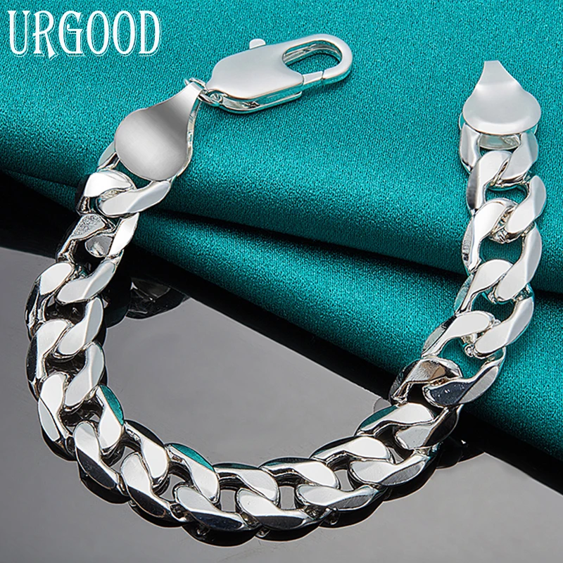 925 Sterling Silver 12mm Flat Side Chain Bracelet For Women Men Party Engagement Wedding Fashion Jewelry
925 Sterling Silver 12mm Flat Side Chain Bracelet For Women Men Party Engagement Wedding Fashion Jewelry
