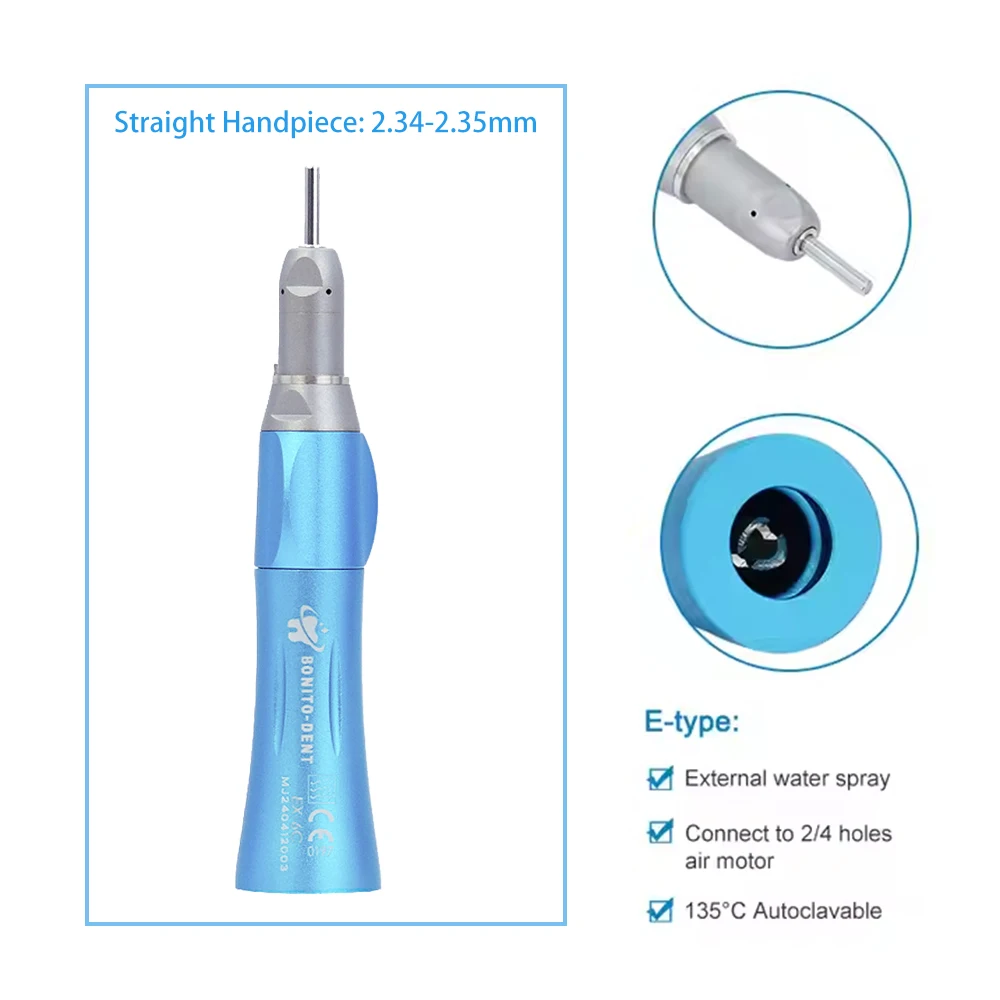 Bonito-Dent Dental Straight Handpiece For Dentisty Slow Low Speed External Water E-type Straight Handpiece Nose Cone Ratio 1:1
Bonito-Dent Dental Straight Handpiece For Dentisty Slow Low Speed External Water E-type Straight Handpiece Nose Cone Ratio 1:1