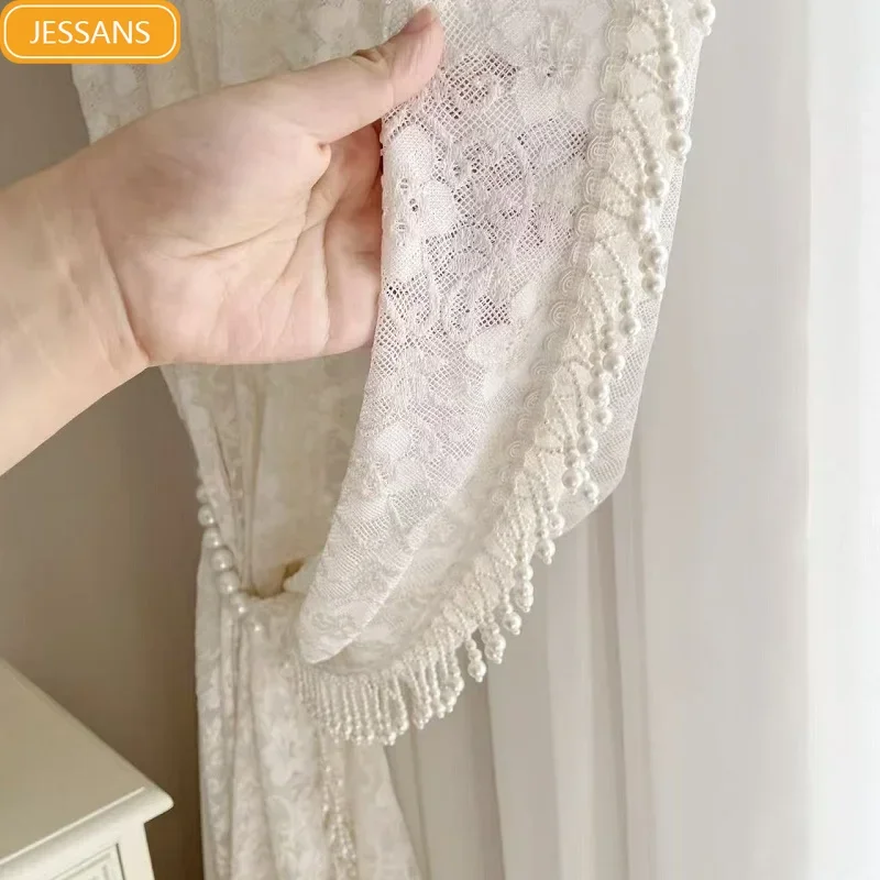 New Cream Lace Embroidered Screen Curtain Pearl Lace Curtains for Living Room Bedroom French Window Balcony Window Customized
New Cream Lace Embroidered Screen Curtain Pearl Lace Curtains for Living Room Bedroom French Window Balcony Window Customized