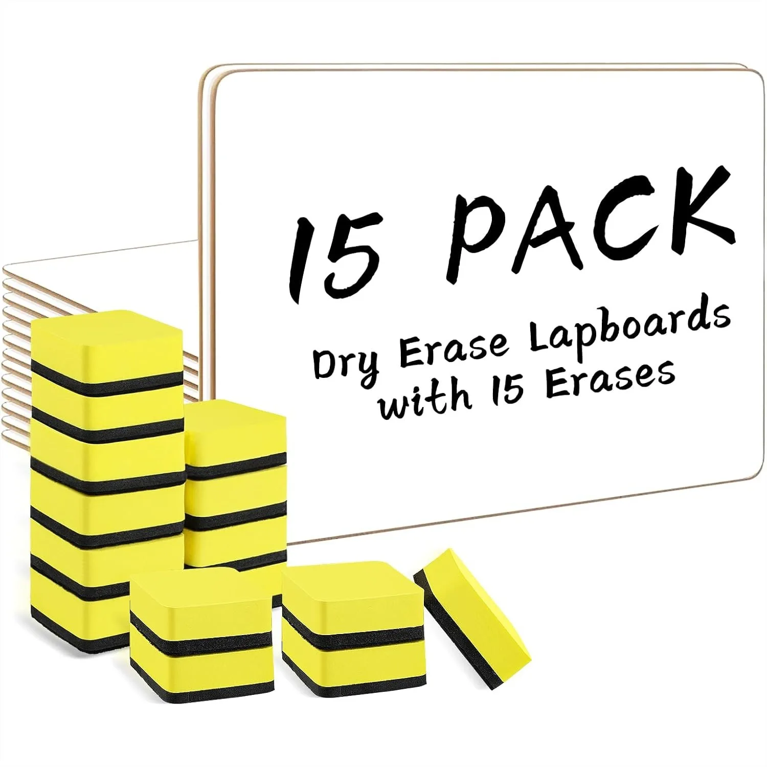 Dry Erase Lapboards 15 Pack Double Sided Small Whiteboards 9 x 12.5 Inch with Erasers for Classroom Teacher Supplies
Dry Erase Lapboards 15 Pack Double Sided Small Whiteboards 9 x 12.5 Inch with Erasers for Classroom Teacher Supplies