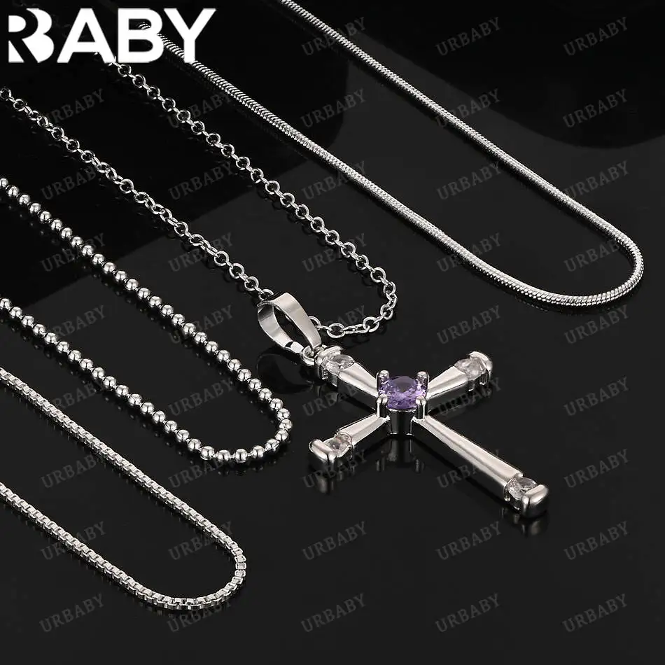 URBABY 40-75cm 925 Sterling Silver Purple Zircon Cross Pendant Necklace For Women Men Charm Trend Birthday Gifts Fashion Party
URBABY 40-75cm 925 Sterling Silver Purple Zircon Cross Pendant Necklace For Women Men Charm Trend Birthday Gifts Fashion Party
