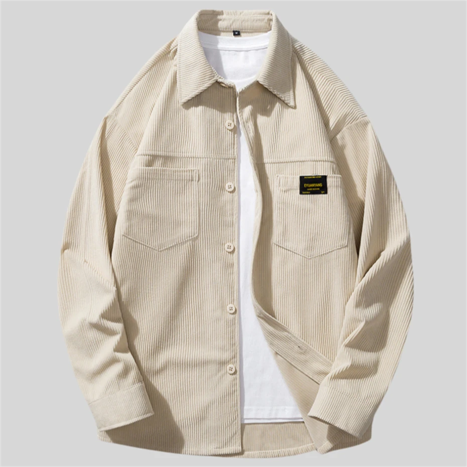 Corduroy Stripe Shirt Men Harajuku Long Sleeve Shirts Mens Solid Color Loose Casual Shirt Male Spring Autumn Men Clothing Black
Corduroy Stripe Shirt Men Harajuku Long Sleeve Shirts Mens Solid Color Loose Casual Shirt Male Spring Autumn Men Clothing Black