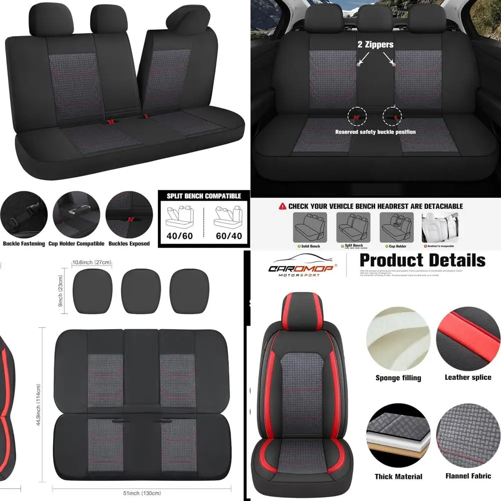 Универсальные чехлы на автомобильные сиденья для полных сидений, разделенная скамья, подходят для седана, грузовика, внедорожника, 5 сидений, черный/красный
Универсальные чехлы на автомобильные сиденья для полных сидений, разделенная скамья, подходят для седана, грузовика, внедорожника, 5 сидений, черный/красный
