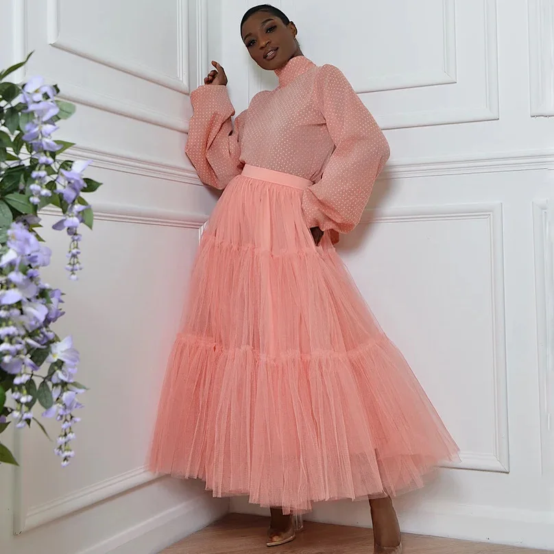 Custom Made Ruffle Tulle Skirt for Women 5 Layers Ankle Length Elegant Prom Maxi Skirts Pink Faldas Longa Saia Ladies Clothes
Custom Made Ruffle Tulle Skirt for Women 5 Layers Ankle Length Elegant Prom Maxi Skirts Pink Faldas Longa Saia Ladies Clothes