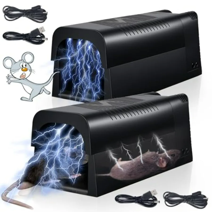 2 Pack Rat Trap Zapper Electric Mice Trap with Anti-Escape Door, Rechargeable Electronic Mouse Trap Indoor for Home, Reusable R
2 Pack Rat Trap Zapper Electric Mice Trap with Anti-Escape Door, Rechargeable Electronic Mouse Trap Indoor for Home, Reusable R