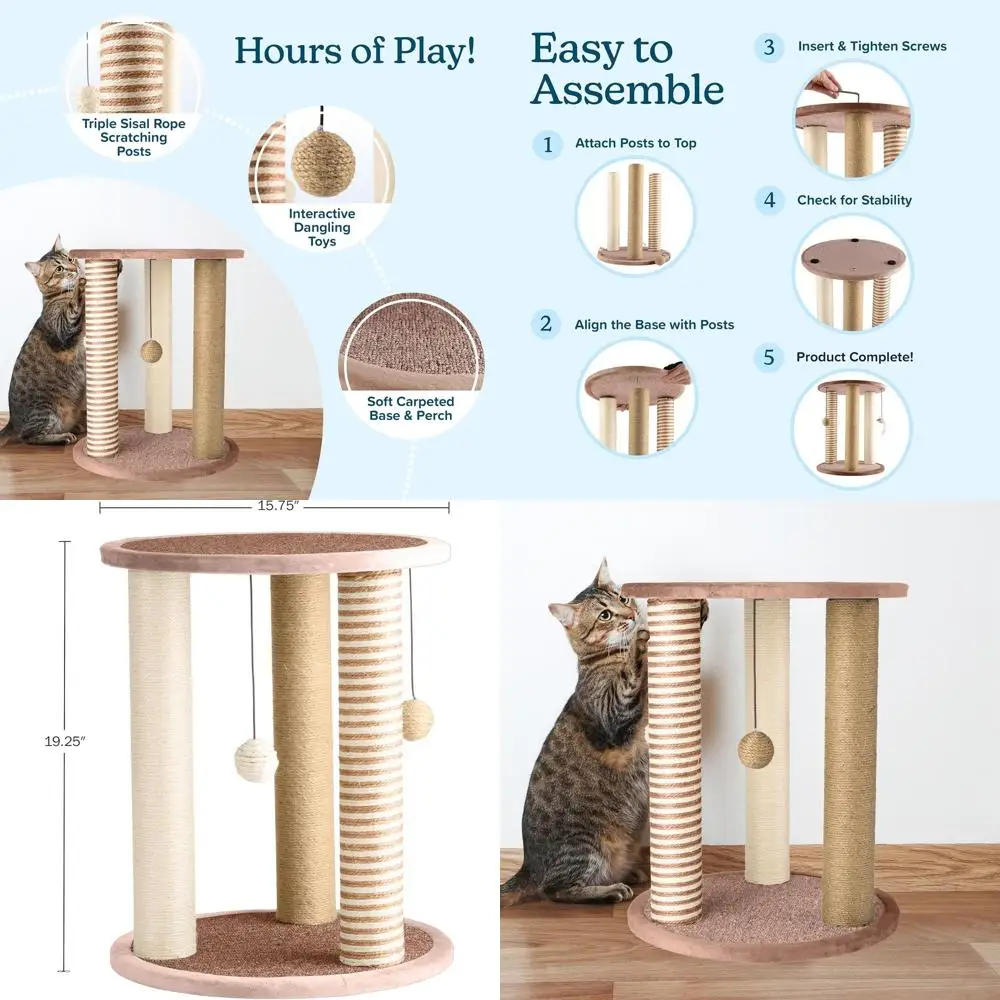 Large Brown Cat Scratching Tower with Carpeted Base, Play Area, and Perch by PEAKER
Large Brown Cat Scratching Tower with Carpeted Base, Play Area, and Perch by PEAKER