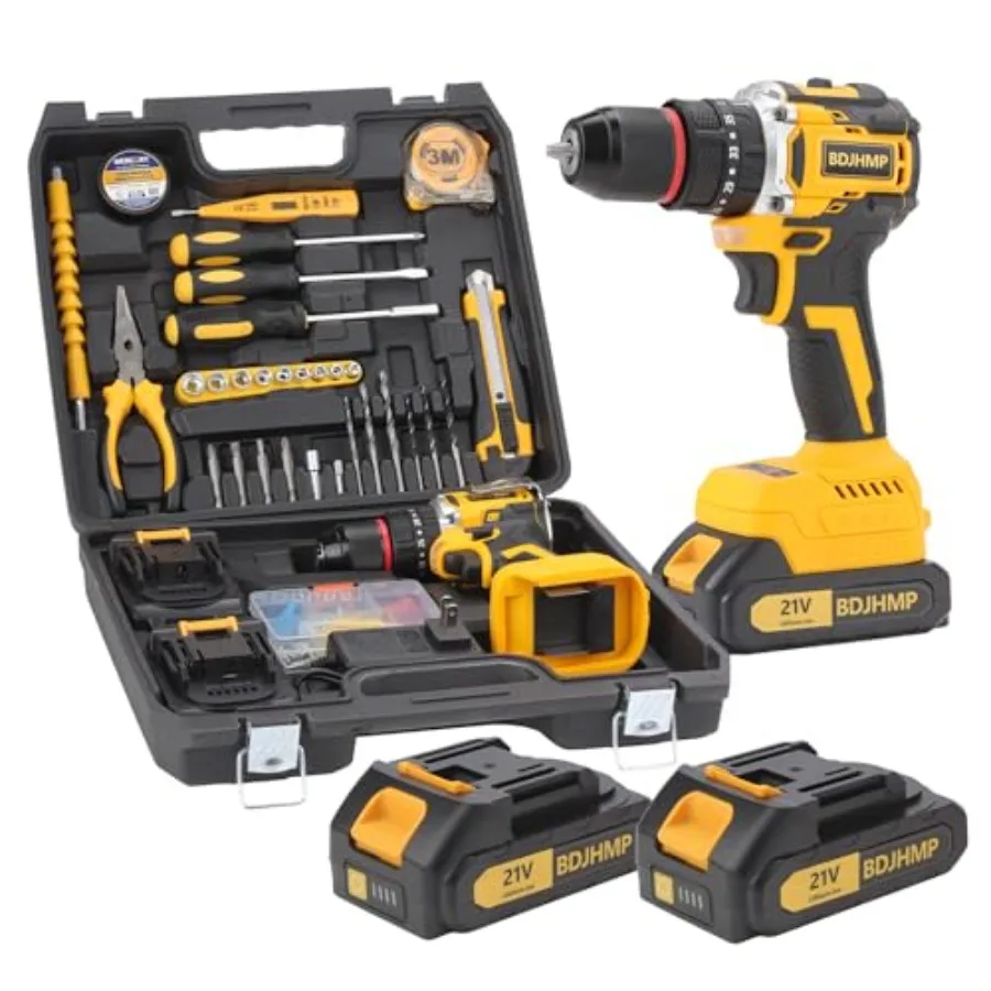 3/8" Brushless Compact Drill Tool Set 85N.m 21V Cordless Drill Box with 2 * 2000mAh Battery 782 In-lb Tool Set DIY Hand Tool Ki
3/8" Brushless Compact Drill Tool Set 85N.m 21V Cordless Drill Box with 2 * 2000mAh Battery 782 In-lb Tool Set DIY Hand Tool Ki