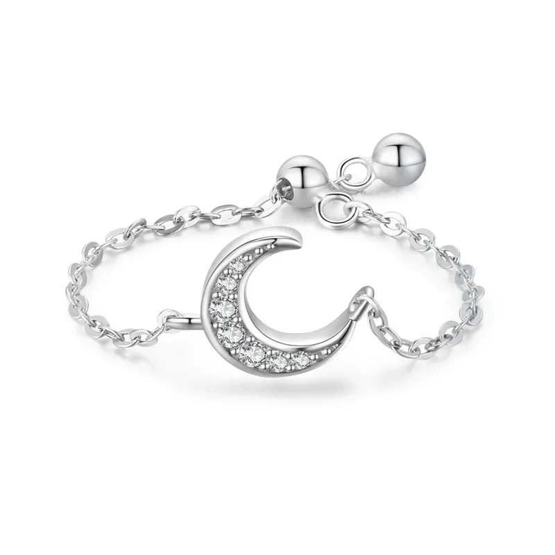 New S925 Sterling Silver Moon Sparkling Diamond Ring for Female Actress Elegant Light Luxury Open Chain Ring, Fashionable
New S925 Sterling Silver Moon Sparkling Diamond Ring for Female Actress Elegant Light Luxury Open Chain Ring, Fashionable
