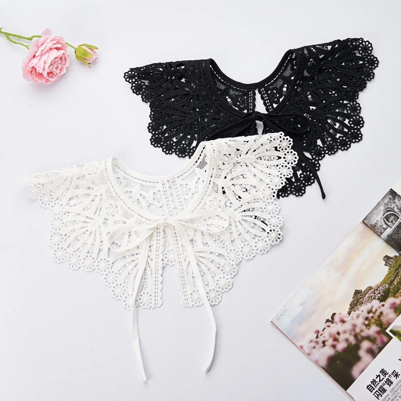 Exaggerated Minimalist Boutique Water Soluble Embroidery Shawl for Women Black and White Lace Scarf Pair with Sweater Skirt
Exaggerated Minimalist Boutique Water Soluble Embroidery Shawl for Women Black and White Lace Scarf Pair with Sweater Skirt
