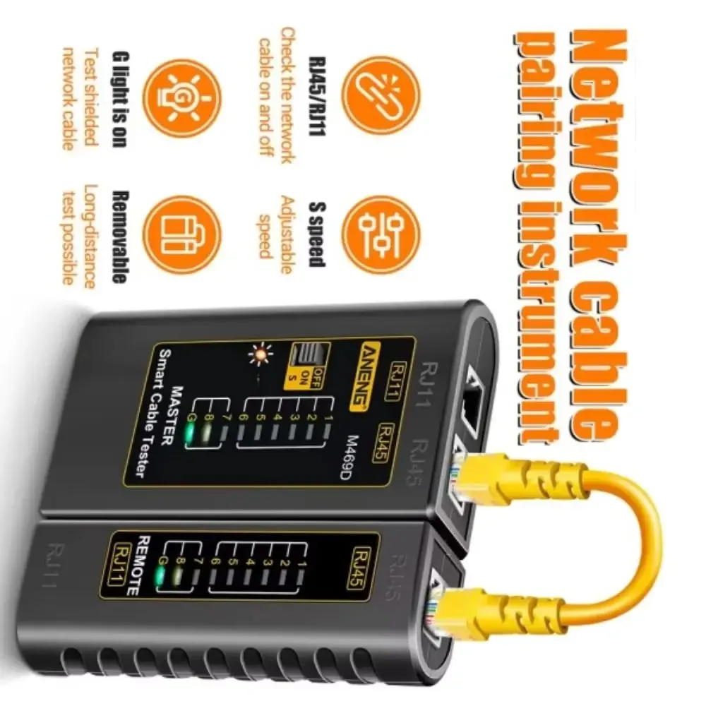 ANENG M469D Network Cable Tester LAN Telephone Line Test Tool for RJ45 RJ11 RJ12 CAT5 CAT6 UTP Network Repair
ANENG M469D Network Cable Tester LAN Telephone Line Test Tool for RJ45 RJ11 RJ12 CAT5 CAT6 UTP Network Repair