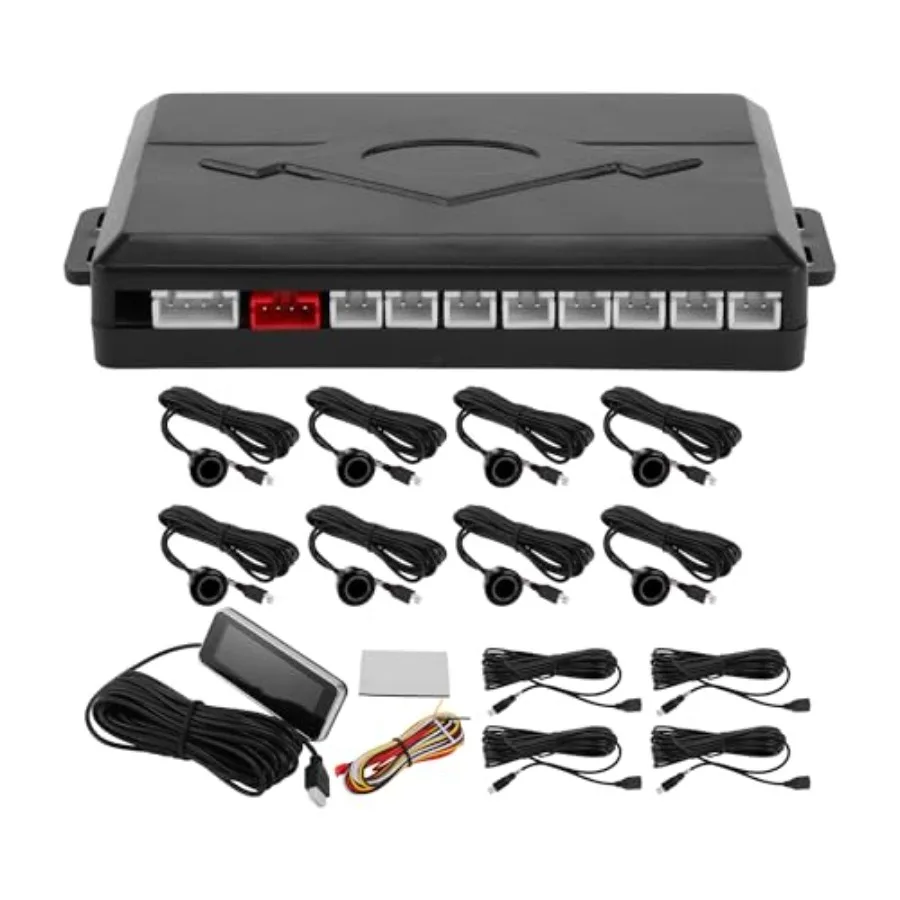Auto vehicle reverse backup radar system for parking: black 8-sensor setup with sound warning alarm, buzzer reminder, and preci
Auto vehicle reverse backup radar system for parking: black 8-sensor setup with sound warning alarm, buzzer reminder, and preci