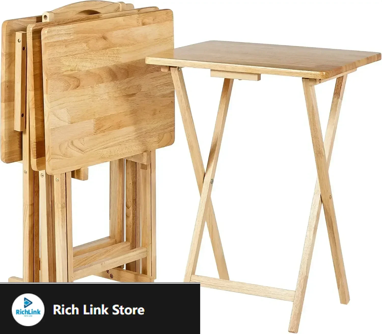 Classic TV Dinner Rectangular Folding Tray Table with Storage Rack, Natural - Set of 4 Trays, 15"D x 19"W x 26"H
Classic TV Dinner Rectangular Folding Tray Table with Storage Rack, Natural - Set of 4 Trays, 15"D x 19"W x 26"H