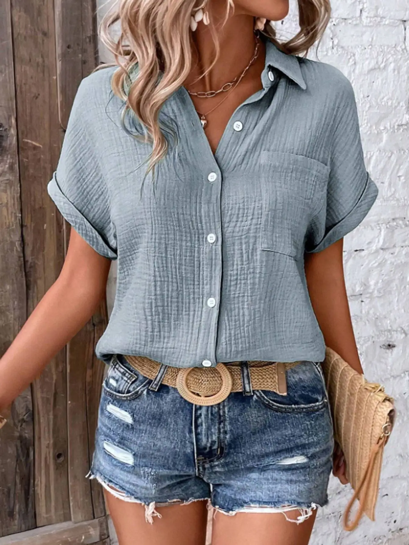 Women Shirts Blouse Tops Summer Short Sleeve Women Blouse Top Casual Shirts Work Office Top Female Clothing
Women Shirts Blouse Tops Summer Short Sleeve Women Blouse Top Casual Shirts Work Office Top Female Clothing