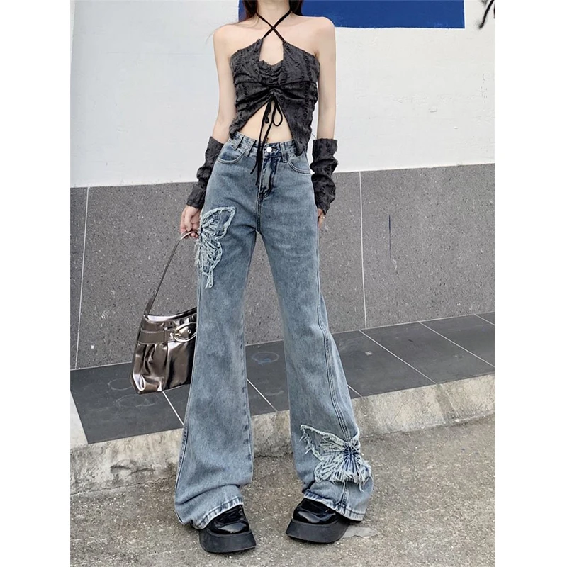 MEXZT Y2K 2000S Flare Jeans Women Vintage Butterfly Embroidery Denim Wide Leg Pants Streetwear Korean High Waist Full Trousers
MEXZT Y2K 2000S Flare Jeans Women Vintage Butterfly Embroidery Denim Wide Leg Pants Streetwear Korean High Waist Full Trousers