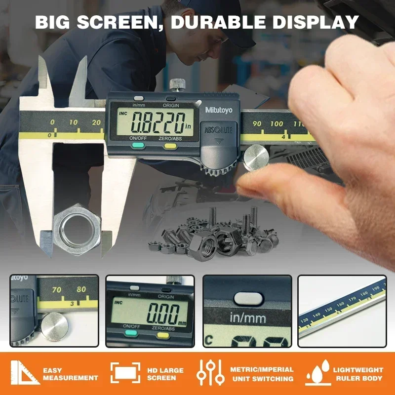 Mitutoyo Digital Vernier Caliper LCD150/200/300mm 500-197-30 Wear Resistant Stainless Steel Measuring Tool
Mitutoyo Digital Vernier Caliper LCD150/200/300mm 500-197-30 Wear Resistant Stainless Steel Measuring Tool