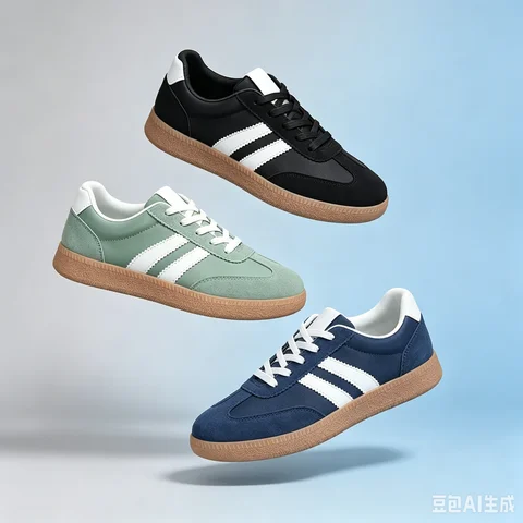 Women's Retro Lace Up Sneakers Patchwork Fabric Upper 3 Stripe Decor Gum Rubber Sole Lightweight Casual Walking Shoes Fashion Low Top Athletic Footwear for Daily Shopping Travel Outdoor Black Green Navy Blue