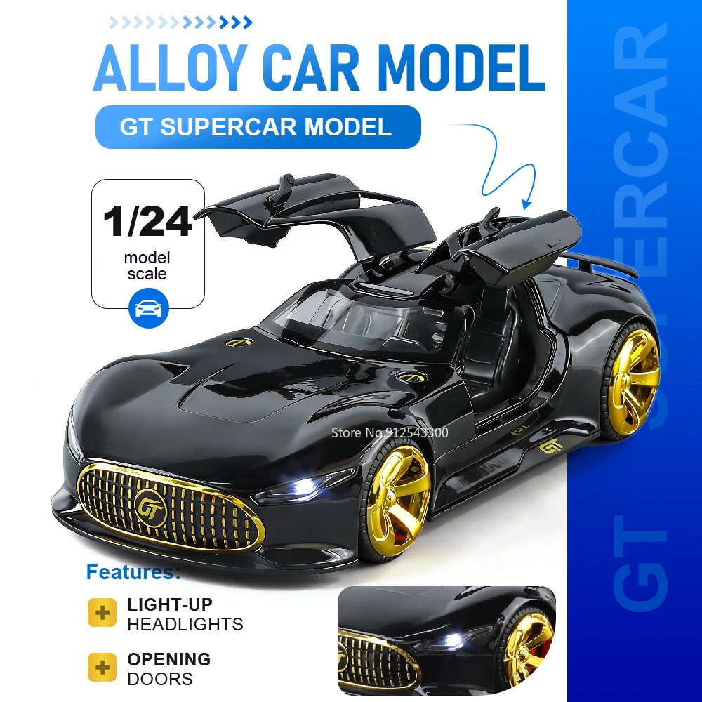 Scale 1:24 GT SLR Super Car Model Toy Sound Light Alloy Diecast Sports Cars Shock Absorption Vehicles Toys for Kids' Edutainment
Scale 1:24 GT SLR Super Car Model Toy Sound Light Alloy Diecast Sports Cars Shock Absorption Vehicles Toys for Kids' Edutainment