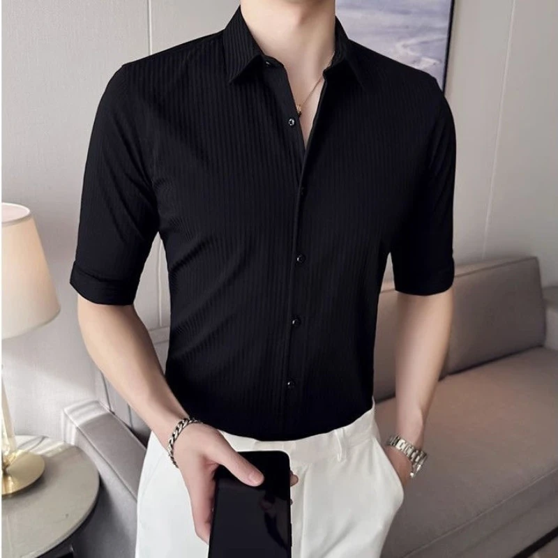 Men's Shirt Three-quarter Sleeve Korean Thin Business Hairstylist Casual Formal Wear Striped Short-sleeved Slim Half-sleeved
Men's Shirt Three-quarter Sleeve Korean Thin Business Hairstylist Casual Formal Wear Striped Short-sleeved Slim Half-sleeved