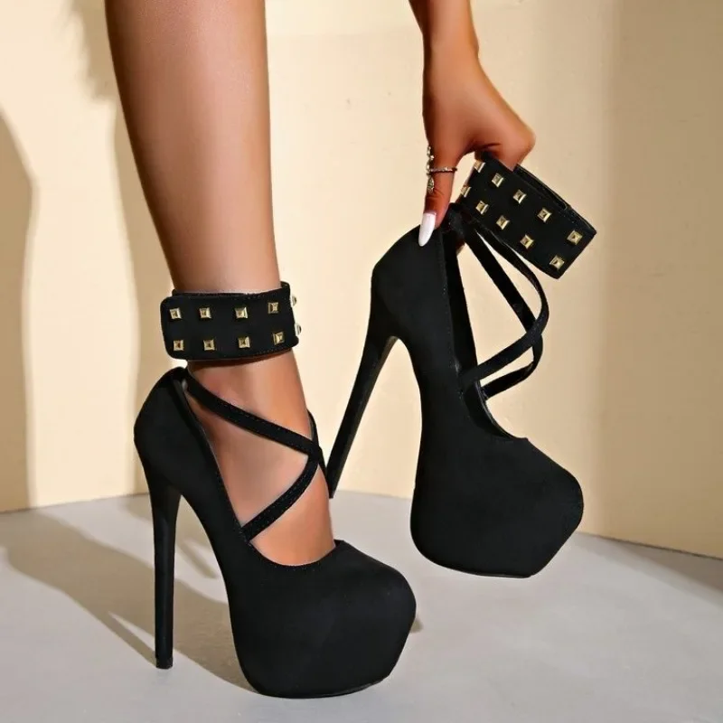 2025 Runway Fashion Metal Rivets Ankle Strap Extreme High Heels for Women Wedding Party Stripper Shoes Platform Pumps Sandals
2025 Runway Fashion Metal Rivets Ankle Strap Extreme High Heels for Women Wedding Party Stripper Shoes Platform Pumps Sandals