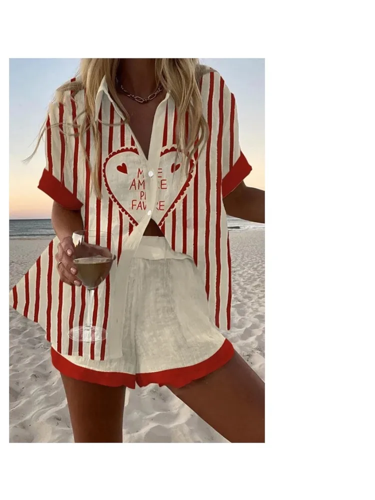 Fashion Casual Printed Two Piece Set Women Summer Comfort Holiday Color Colorful Button Short Sleeves Shirts And Shorts 2 Sets
Fashion Casual Printed Two Piece Set Women Summer Comfort Holiday Color Colorful Button Short Sleeves Shirts And Shorts 2 Sets