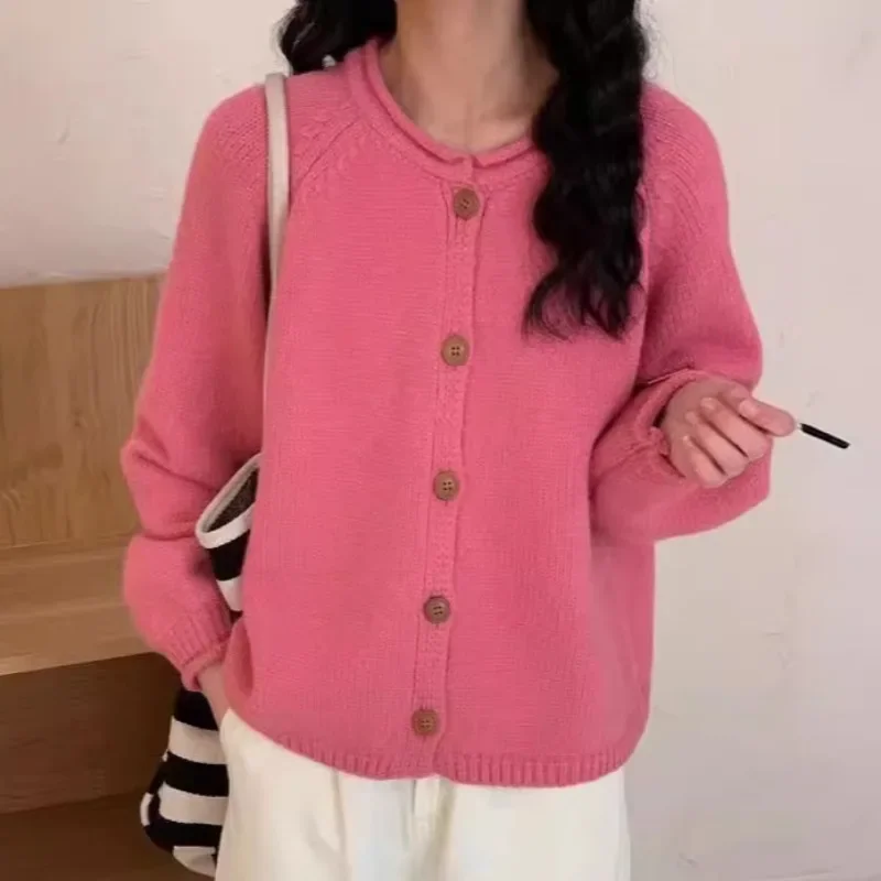 Casual Loose Knit Sweater Cardigan Autumn/Winter Women's Coats New Soft Korean Outwear O-neck Solid Full Lantern Sleeve Coat
Casual Loose Knit Sweater Cardigan Autumn/Winter Women's Coats New Soft Korean Outwear O-neck Solid Full Lantern Sleeve Coat