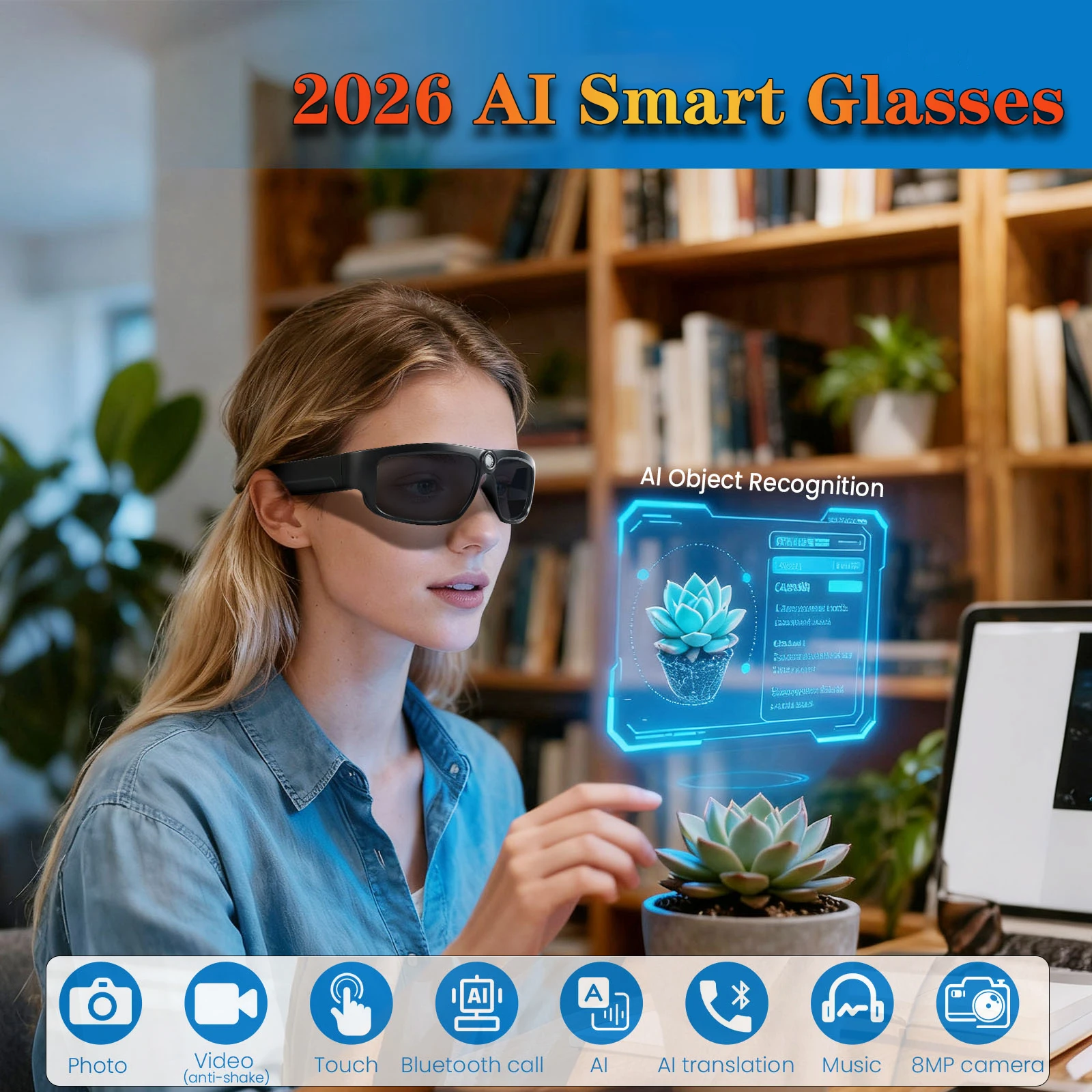 2026 AI Smart Glasses 8MP 1080P HD Camera Video Recording with AI Photo Recognition Bluetooth Call Voice Translation Sunglasses
2026 AI Smart Glasses 8MP 1080P HD Camera Video Recording with AI Photo Recognition Bluetooth Call Voice Translation Sunglasses