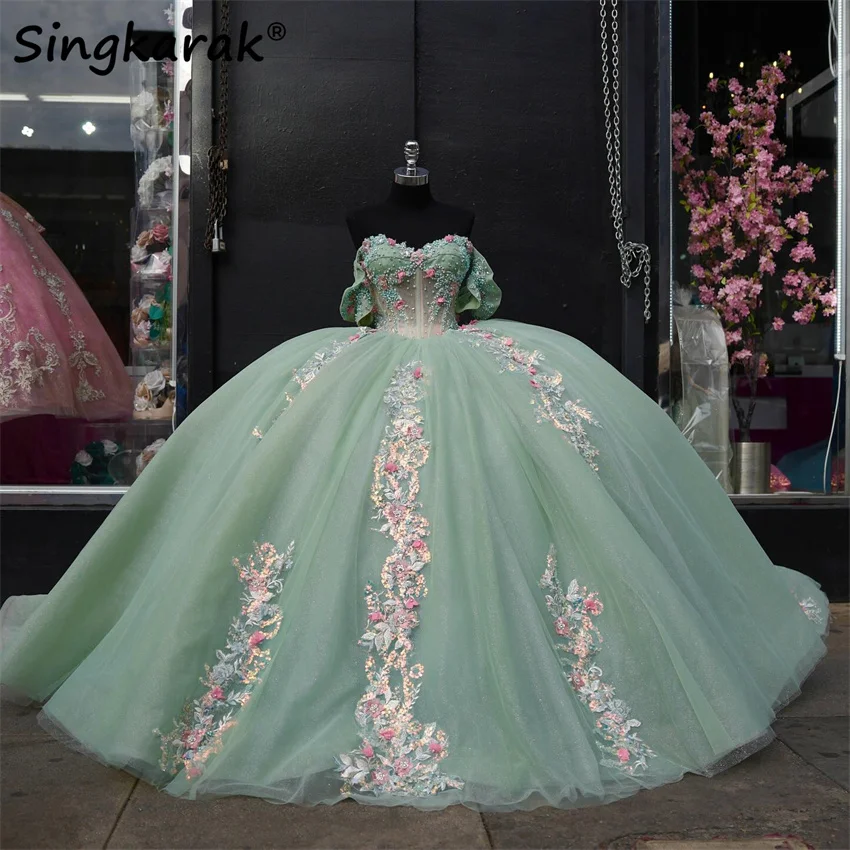 Luxury Green Princess Ball Gown Quinceañera Dresses Beads Appliques Crystal Pearls Birthday Party Gown For 15th Girls Customized
Luxury Green Princess Ball Gown Quinceañera Dresses Beads Appliques Crystal Pearls Birthday Party Gown For 15th Girls Customized