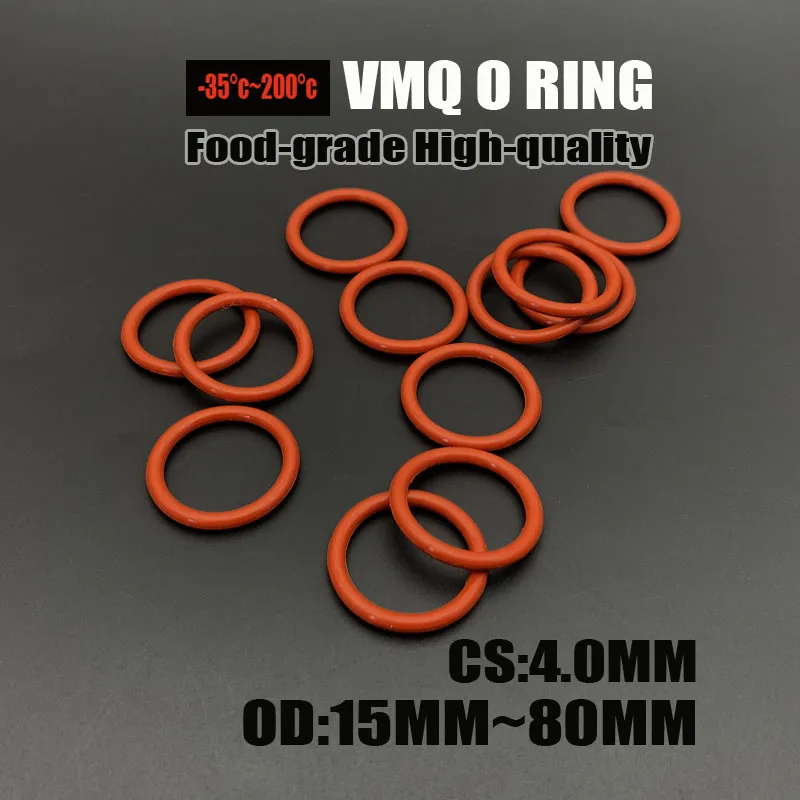 100 pcs CS 4mm OD 15mm ~ 80mm Food Grade Red VMQ O-Ring Gaskets - Sealing Performance High Elasticity & Temperature Resistance
100 pcs CS 4mm OD 15mm ~ 80mm Food Grade Red VMQ O-Ring Gaskets - Sealing Performance High Elasticity & Temperature Resistance