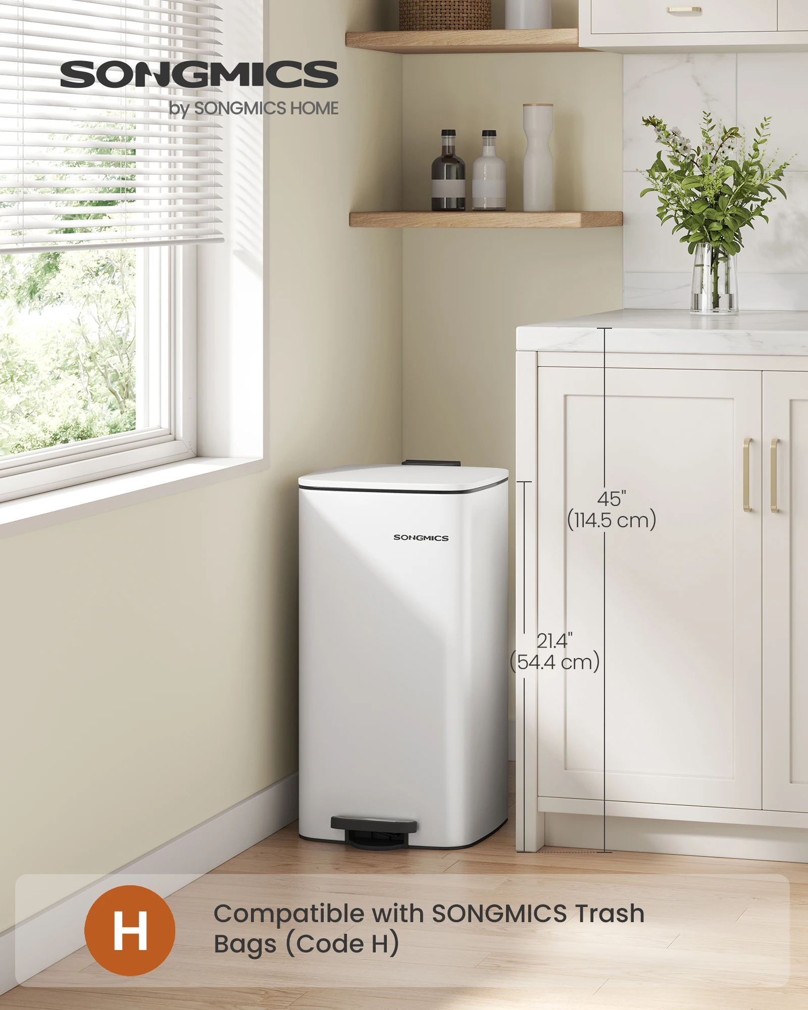 Мусорное ведро SONGMICS для кухни, 8 галлонов (30 л), из нержавеющей стали, с внутренним ведром, с механизмом плавного закрывания и функцией поддержания открытого состояния.
Мусорное ведро SONGMICS для кухни, 8 галлонов (30 л), из нержавеющей стали, с внутренним ведром, с механизмом плавного закрывания и функцией поддержания открытого состояния.