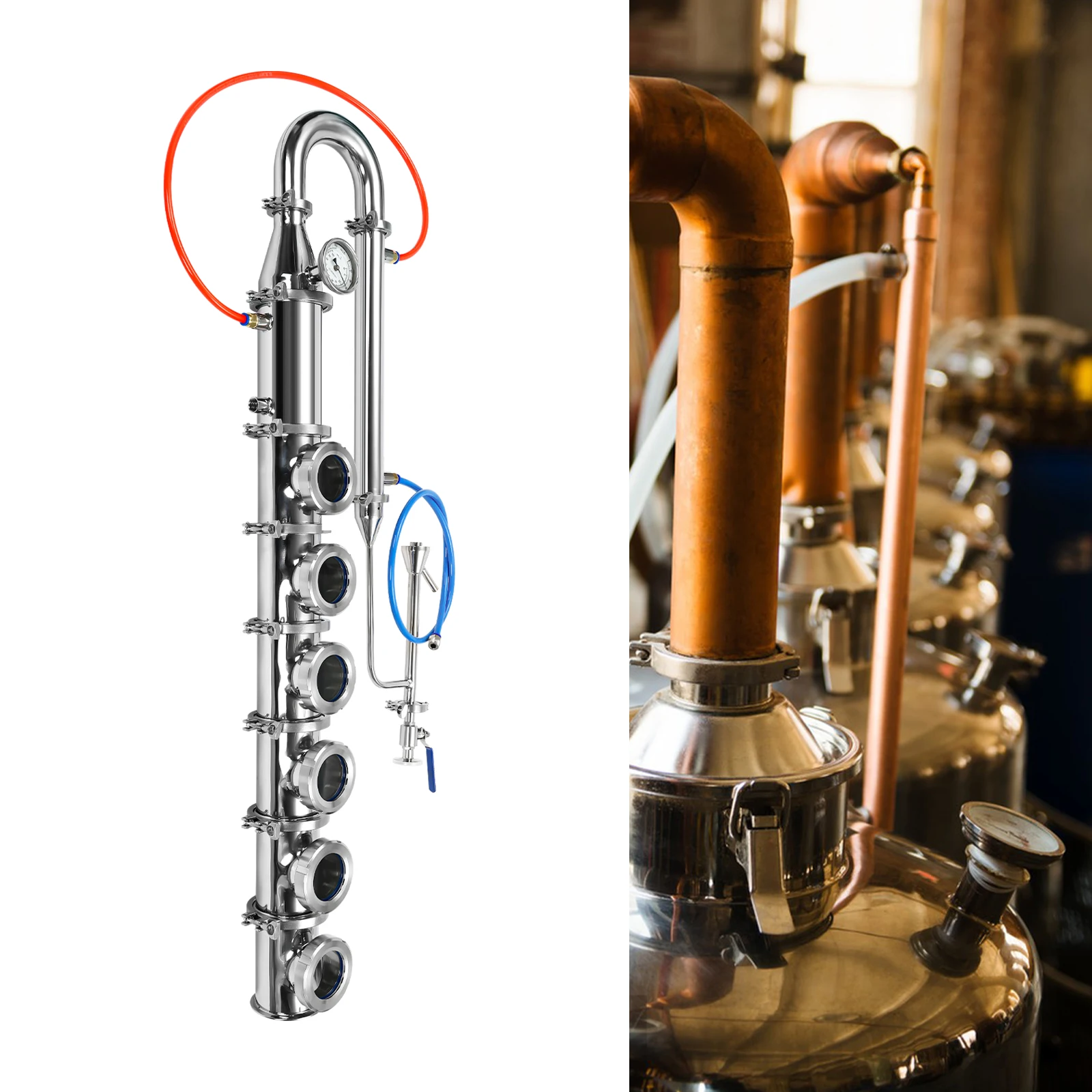 Copper Reflux Column, 4 Inch Plate Stainless Moonshine Still Flute 6 Tires Section Free Standing Tower Kit For Home Distillation
Copper Reflux Column, 4 Inch Plate Stainless Moonshine Still Flute 6 Tires Section Free Standing Tower Kit For Home Distillation