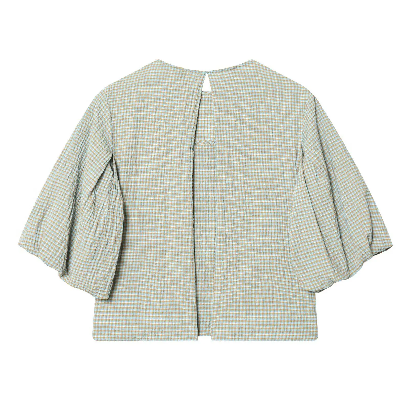 Spring New Style round Neck Plaid Balloon Sleeve Shirt Women's Loose Fit Commute Style Polyester Fabric Five Sleeve Length
Spring New Style round Neck Plaid Balloon Sleeve Shirt Women's Loose Fit Commute Style Polyester Fabric Five Sleeve Length