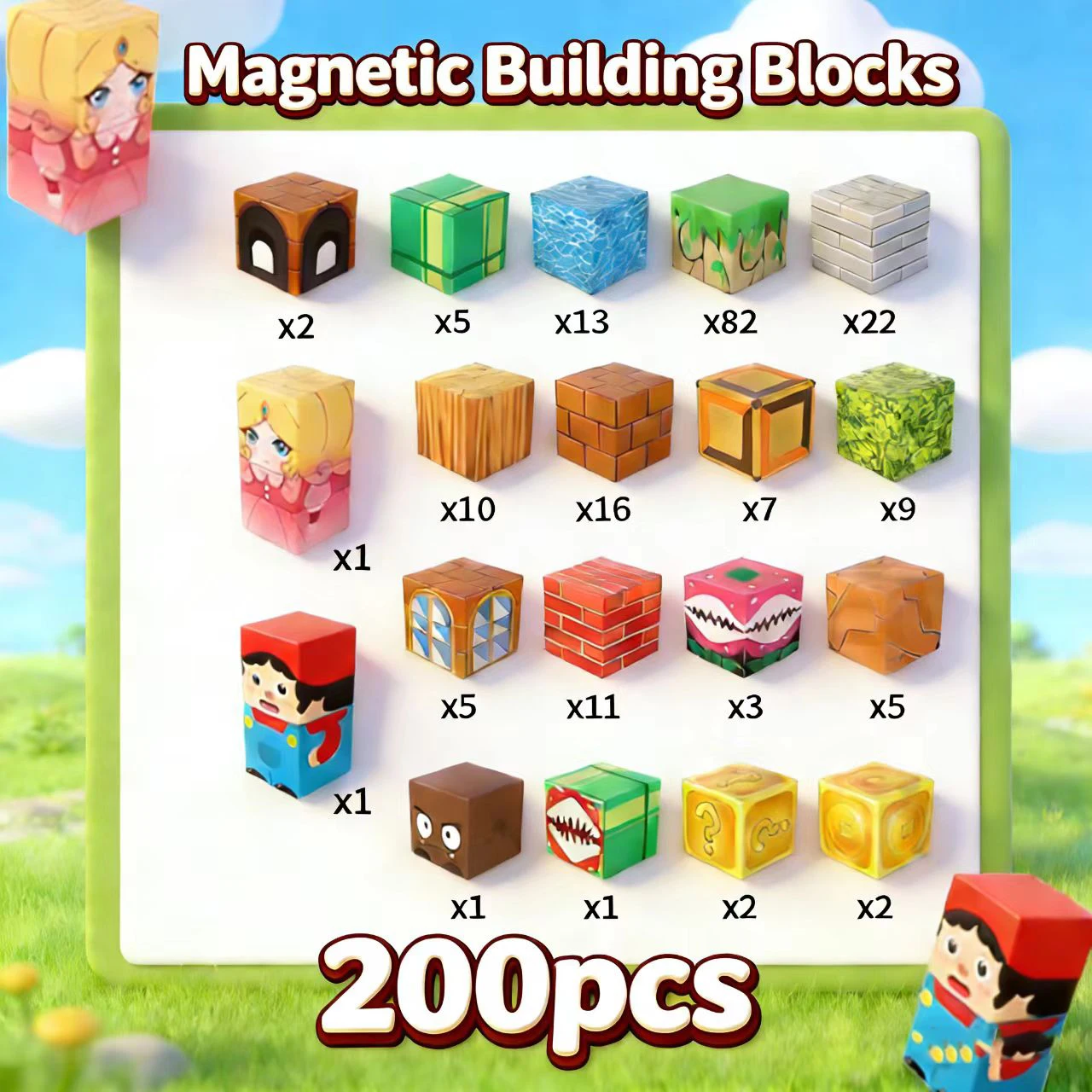 200 магнитных строительных блоков. Конструктор из квадратных блоков, подходящий в качестве магнитного подарка для детей.
200 магнитных строительных блоков. Конструктор из квадратных блоков, подходящий в качестве магнитного подарка для детей.