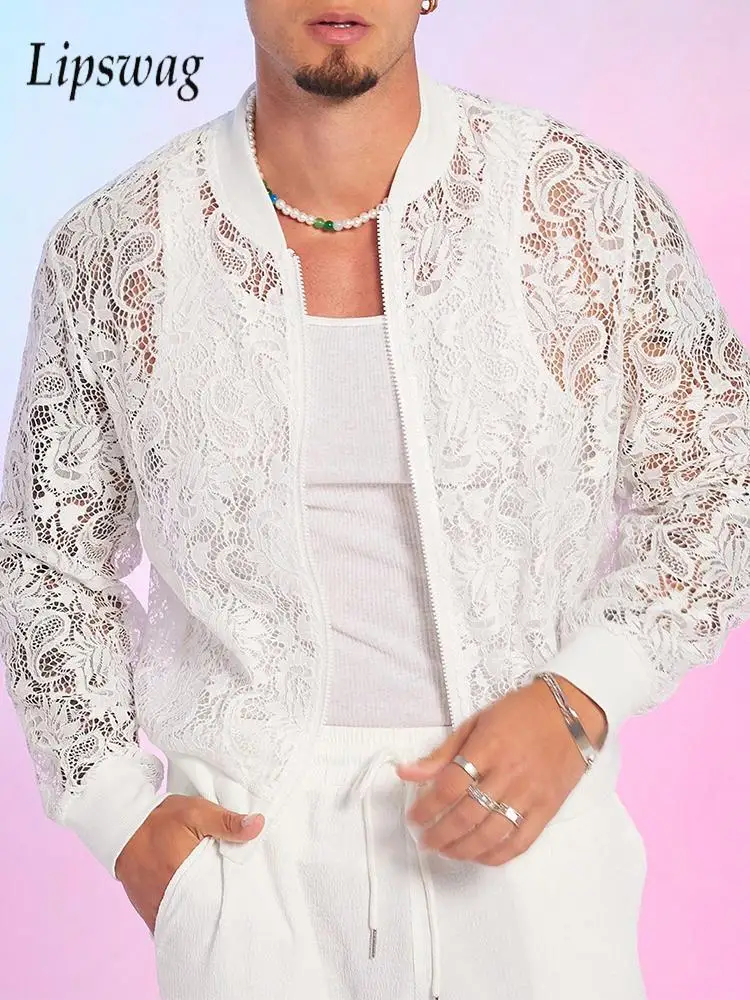 Stylish Embroidery Mesh Shirts Men Spring Fall Vintage Zipper Slim Fit Crop Shirt Sexy See Through Long Sleeve Men's Lace Shirt
Stylish Embroidery Mesh Shirts Men Spring Fall Vintage Zipper Slim Fit Crop Shirt Sexy See Through Long Sleeve Men's Lace Shirt