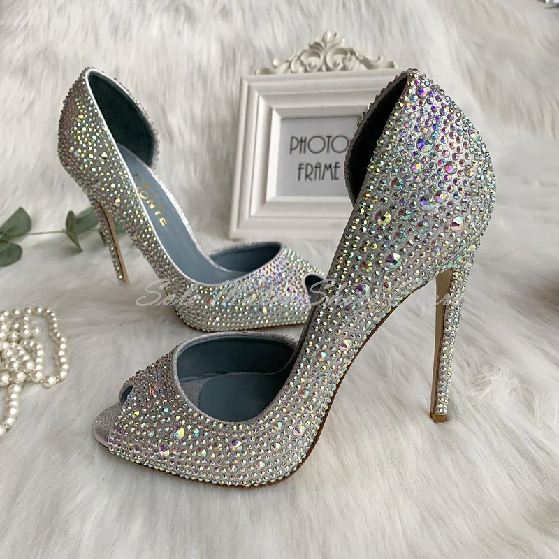 Luxury Bling Rhinestone Open Toe High Heel Pumps Women's Stiletto Evening Dress Wedding Shoes Shiny Banquet Party Sandals
Luxury Bling Rhinestone Open Toe High Heel Pumps Women's Stiletto Evening Dress Wedding Shoes Shiny Banquet Party Sandals