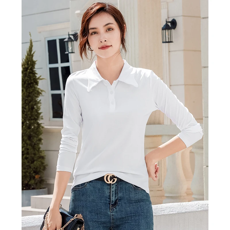 New Turndown Collar Solid Long Sleeve Women's T-shirt Cotton Fashion Slim Fit Thin Top
New Turndown Collar Solid Long Sleeve Women's T-shirt Cotton Fashion Slim Fit Thin Top