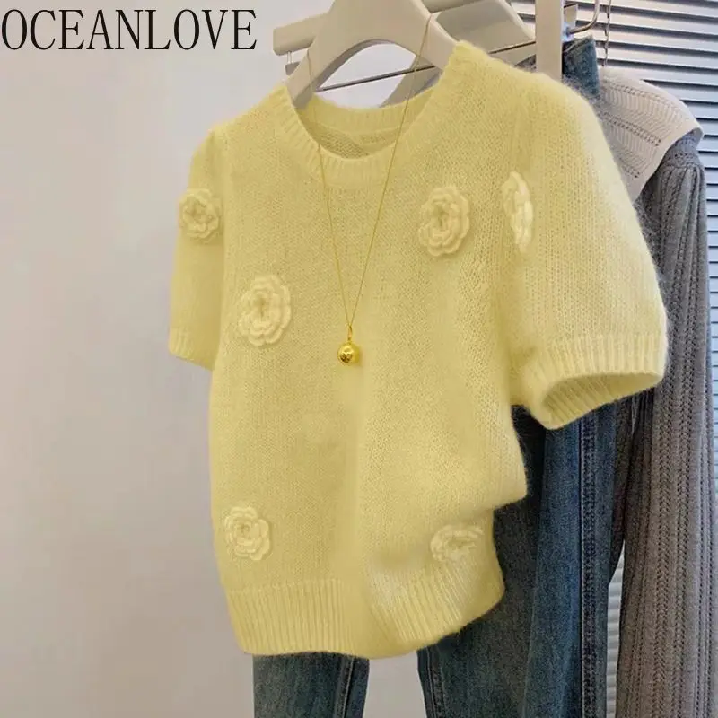 OCEANLOVE вязаная футболка для женщин ярких цветов с цветами, милые весенне-летние Ropa De Mujer, корейские модные тонкие футболки
OCEANLOVE вязаная футболка для женщин ярких цветов с цветами, милые весенне-летние Ropa De Mujer, корейские модные тонкие футболки